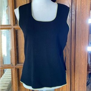BCBG black sleeveless tank with green trim BNWT